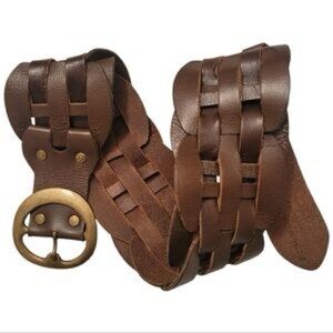 BCBGMaxAzria Brown Woven Leather Belt